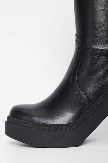  Tamer Tanca Kadın Hakiki Deri Siyah Deri Casual Çizme