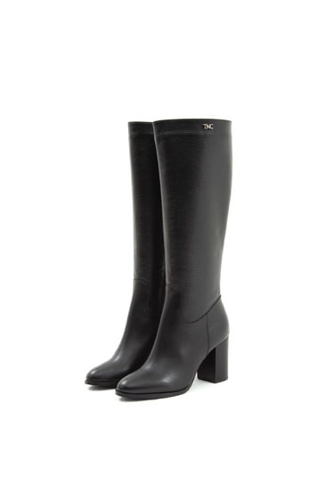  Tamer Tanca Kadın Hakiki Deri Siyah Floter Klasik Çizme