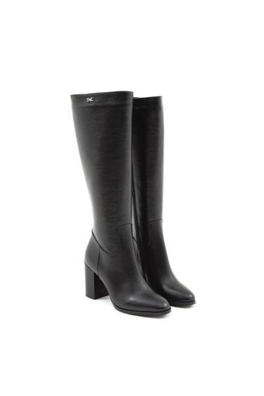  Tamer Tanca Kadın Hakiki Deri Siyah Floter Klasik Çizme