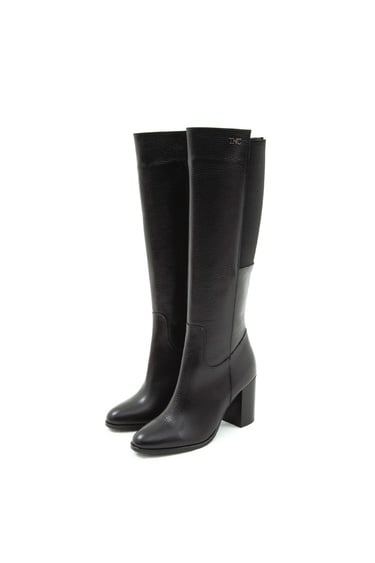  Tamer Tanca Kadın Hakiki Deri Siyah Klasik Çizme