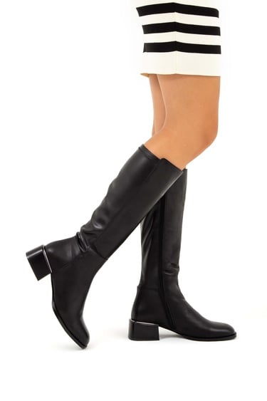  Tamer Tanca Kadın Hakiki Deri Siyah Casual Çizme