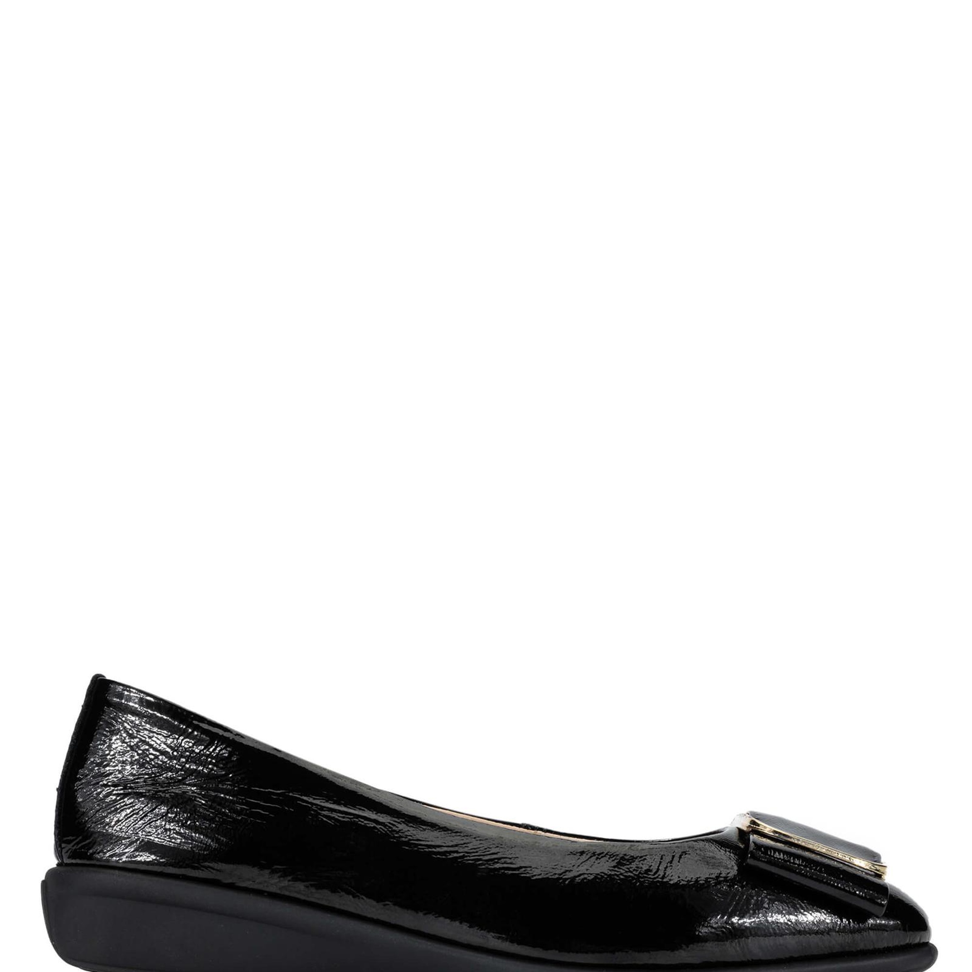 Tamer Tanca Kadın Hakiki Deri Siyah Rugan Babet Ayakkabı