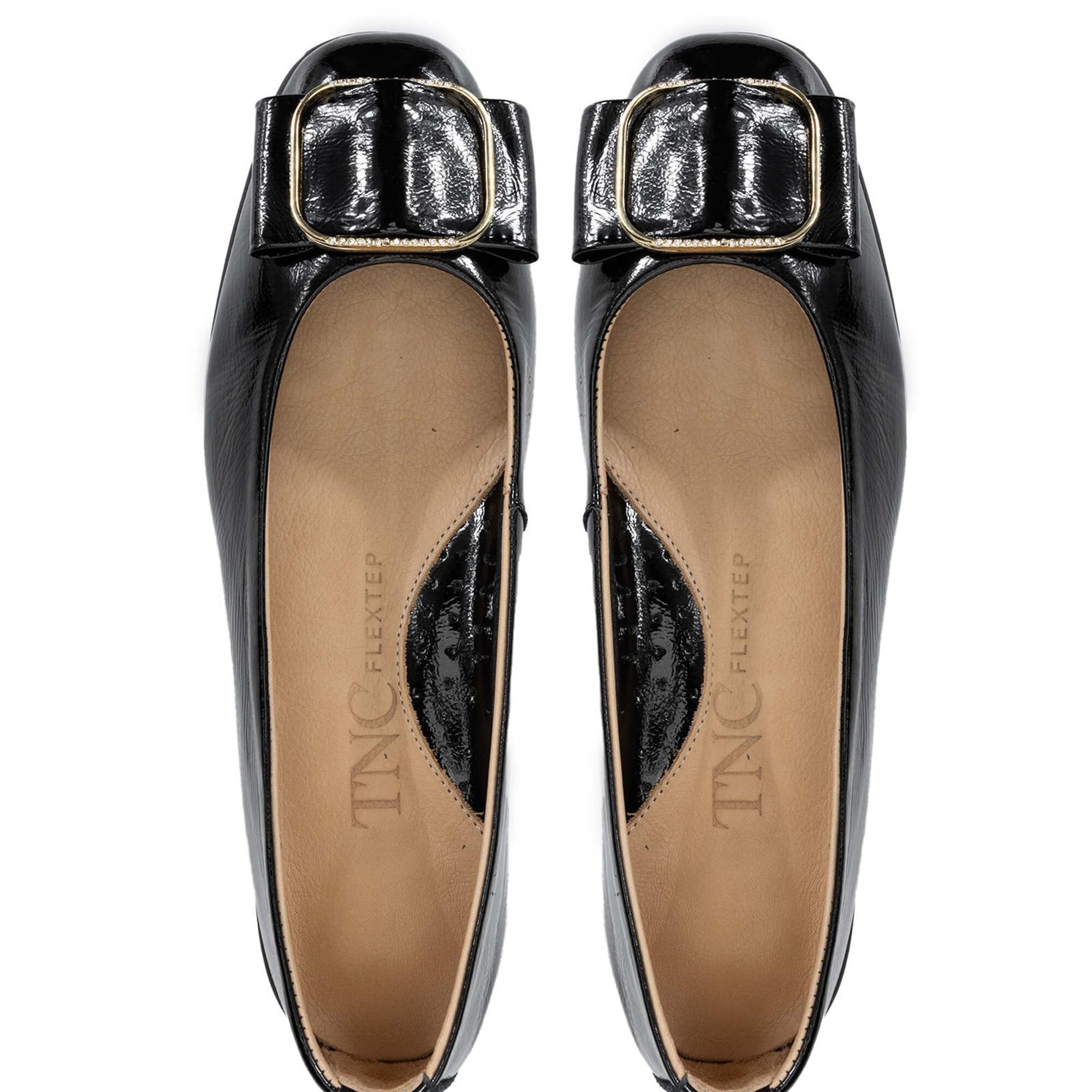 Tamer Tanca Kadın Hakiki Deri Siyah Rugan Babet Ayakkabı