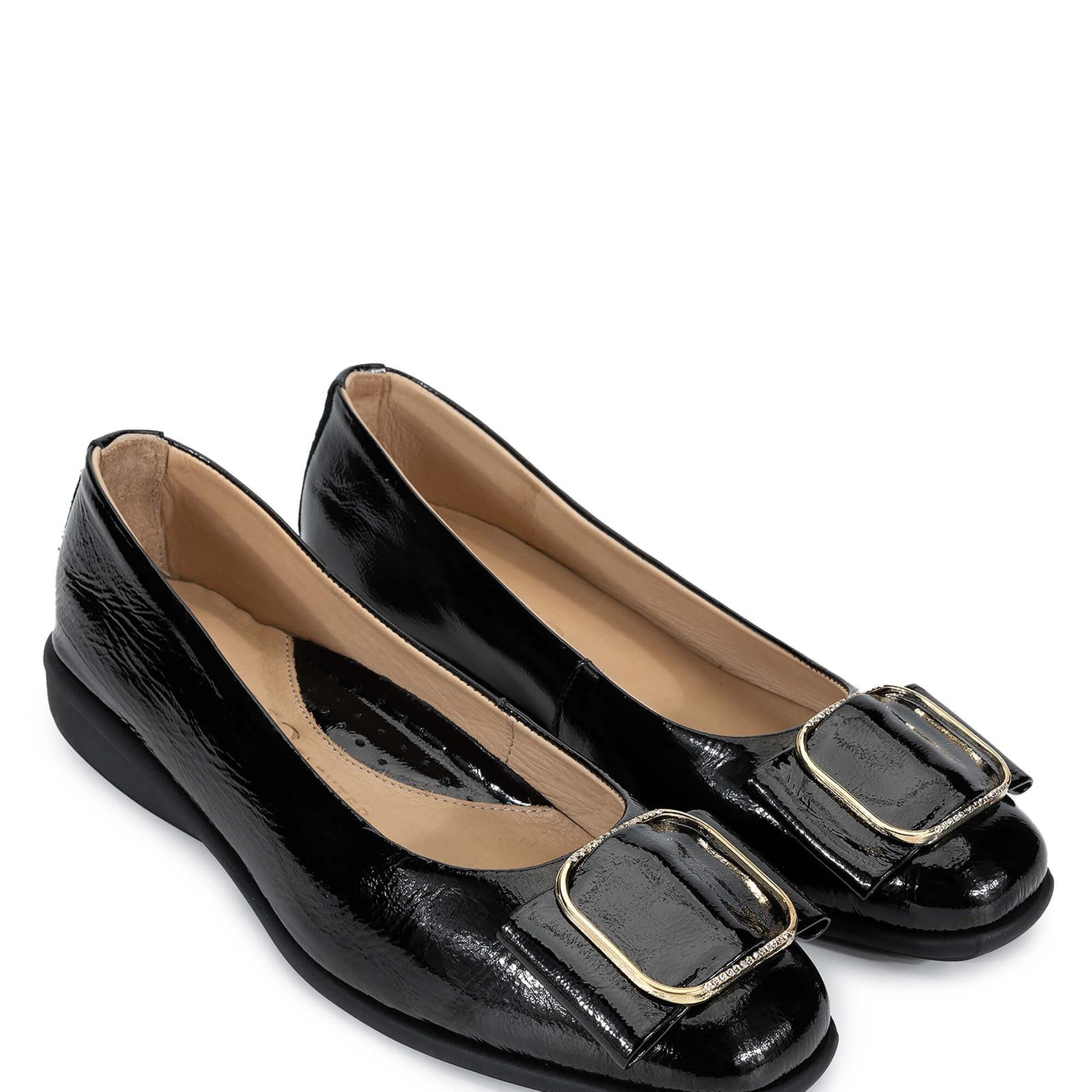 Tamer Tanca Kadın Hakiki Deri Siyah Rugan Babet Ayakkabı