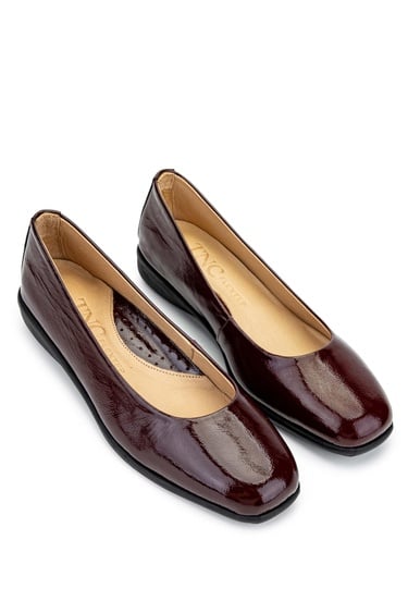  Tamer Tanca Kadın Hakiki Deri Bordo Babet Ayakkabı