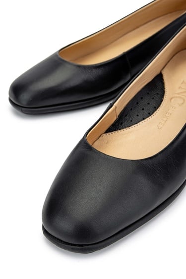  Tamer Tanca Kadın Hakiki Deri Siyah Analin Babet Ayakkabı