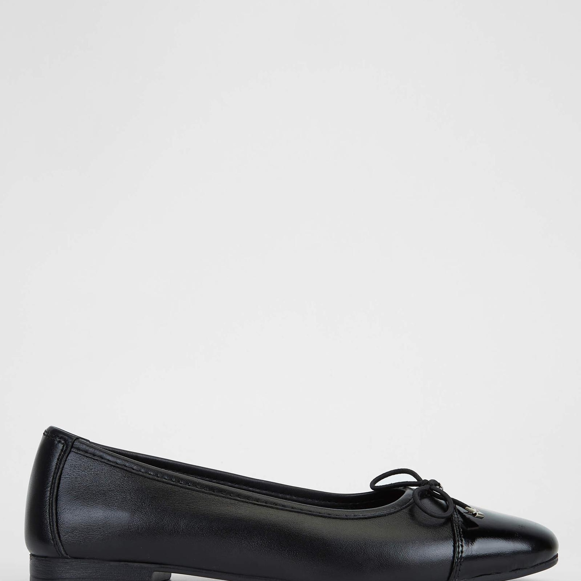 Tamer Tanca Kadın Hakiki Deri Siyah Deri Babet Ayakkabı