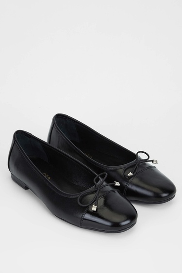  Tamer Tanca Kadın Hakiki Deri Siyah Deri Babet Ayakkabı