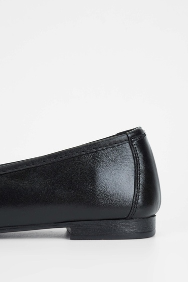  Tamer Tanca Kadın Hakiki Deri Siyah Deri Babet Ayakkabı