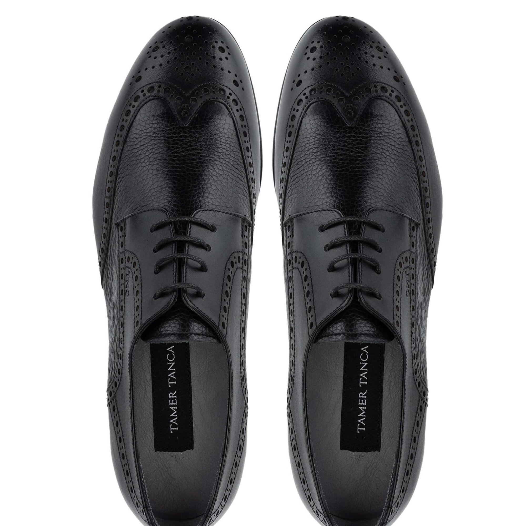 Tamer Tanca Erkek Hakiki Deri Siyah Klasik Ayakkabı