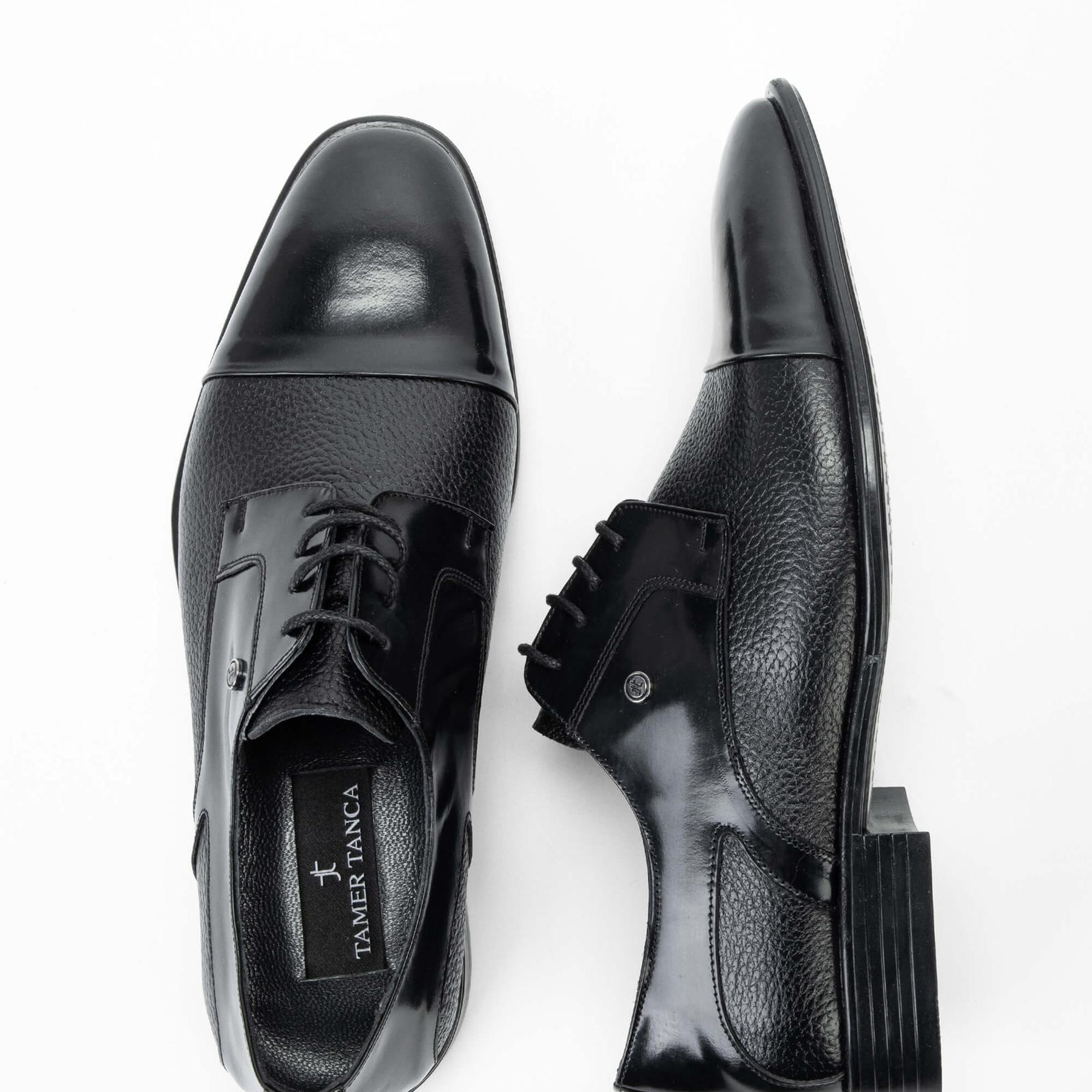 Tamer Tanca Erkek Hakiki Deri Siyah/Siyah Klasik Ayakkabı