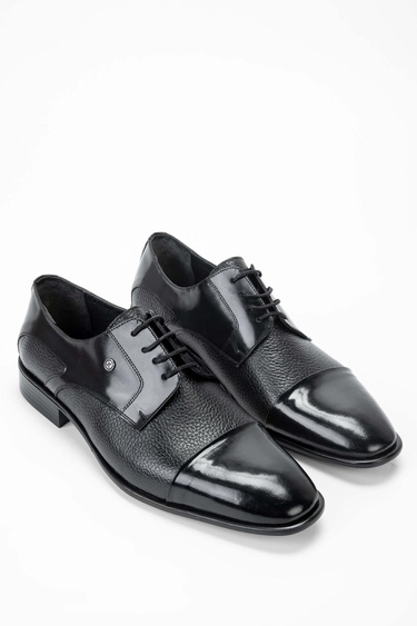  Tamer Tanca Erkek Hakiki Deri Siyah/Siyah Klasik Ayakkabı