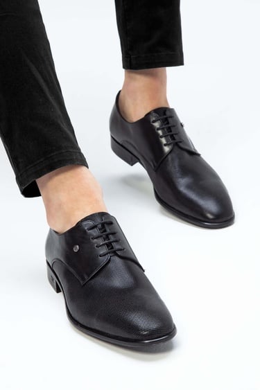  Tamer Tanca Erkek Hakiki Deri Siyah Klasik Ayakkabı