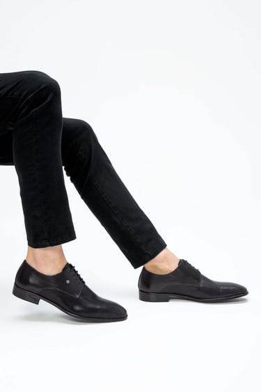  Tamer Tanca Erkek Hakiki Deri Siyah Klasik Ayakkabı