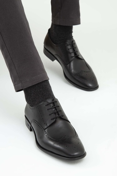  Tamer Tanca Erkek Hakiki Deri Siyah Analin Klasik Ayakkabı