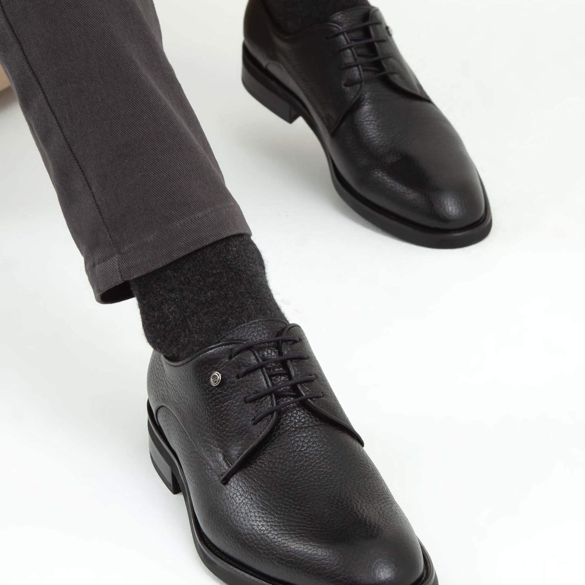 Tamer Tanca Erkek Hakiki Deri Siyah Floter Klasik Ayakkabı