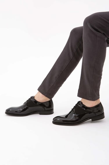  Tamer Tanca Erkek Hakiki Deri Siyah Rugan Klasik Ayakkabı