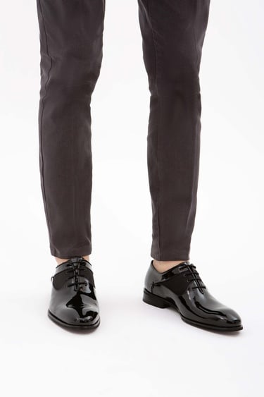  Tamer Tanca Erkek Hakiki Deri Siyah Rugan Klasik Ayakkabı