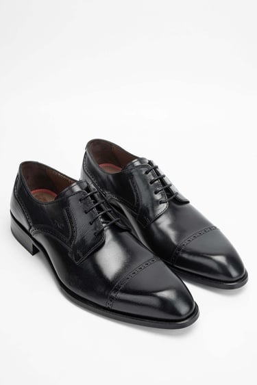  Tamer Tanca Erkek Hakiki Deri Siyah Klasik Ayakkabı