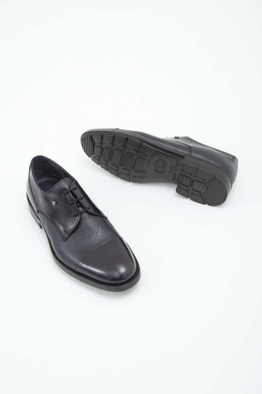  Tamer Tanca Erkek Hakiki Deri Lacivert Klasik Ayakkabı