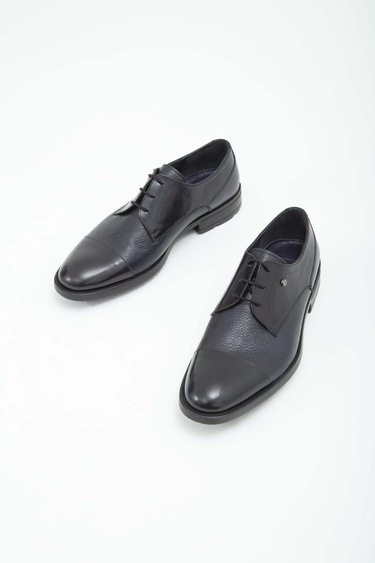  Tamer Tanca Erkek Hakiki Deri Lacivert Klasik Ayakkabı