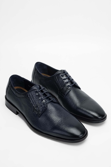  Tamer Tanca Erkek Hakiki Deri Lacivert Klasik Ayakkabı