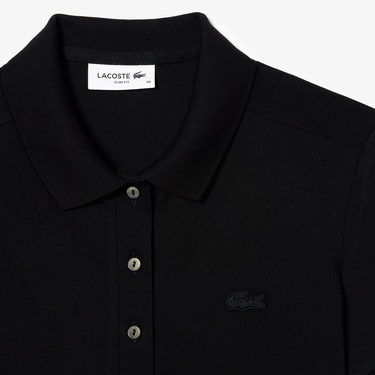  Lacoste L.12.D Kadın Slim Fit Siyah Polo