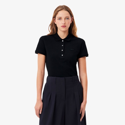  Lacoste L.12.D Kadın Slim Fit Siyah Polo