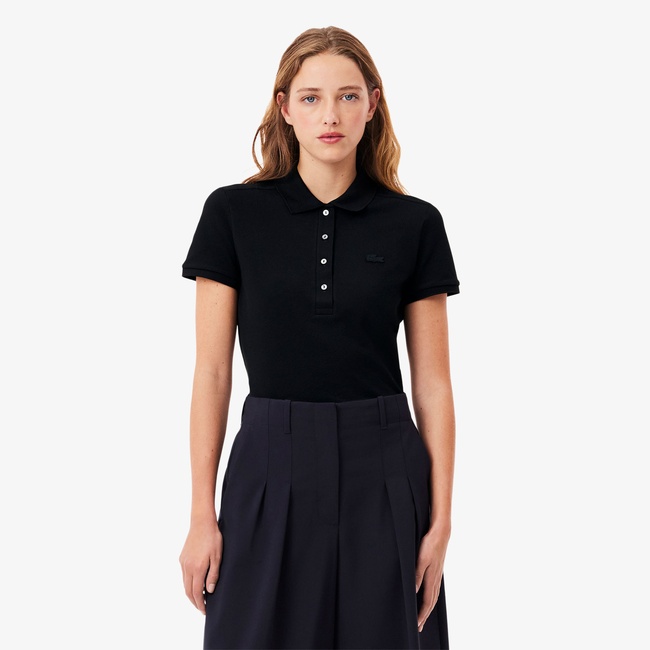  Lacoste L.12.D Kadın Slim Fit Siyah Polo