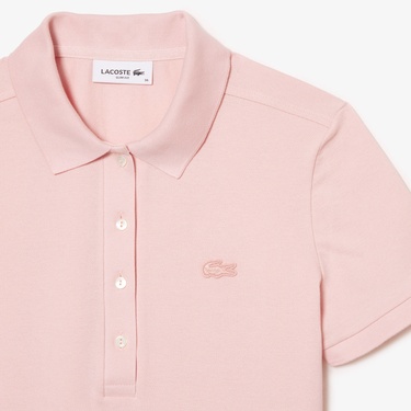  Lacoste L.12.D Kadın Slim Fit Pembe Polo