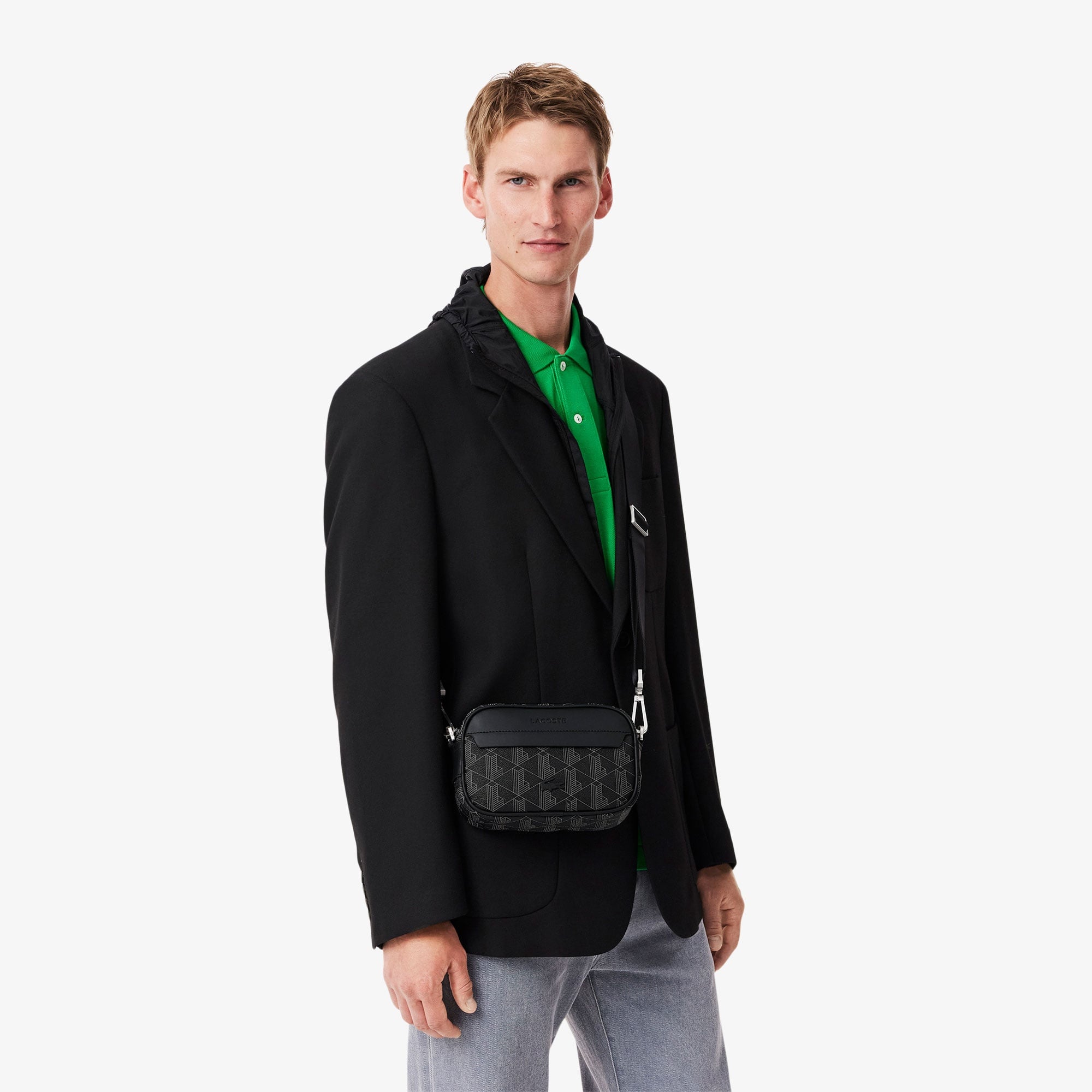 Lacoste The Blend Erkek Monogram Siyah Postacı Çantası