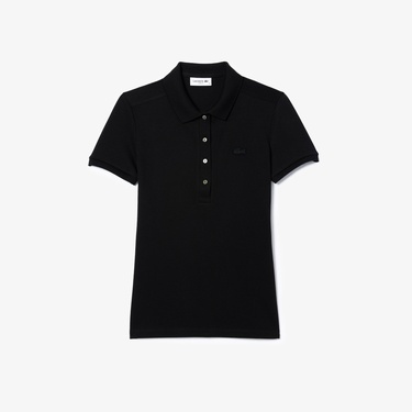  Lacoste L.12.D Kadın Slim Fit Siyah Polo