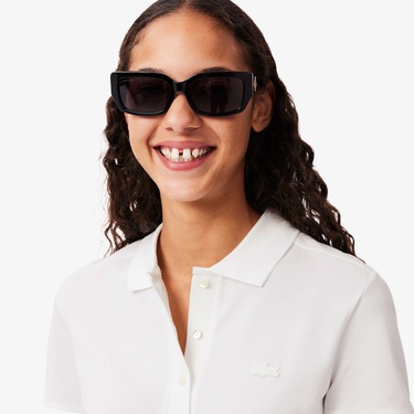  Lacoste L.12.D Kadın Slim Fit Beyaz Polo