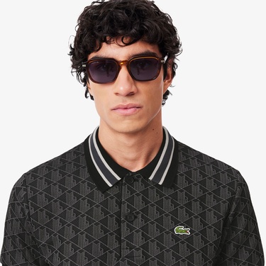  Lacoste Erkek Classic Fit Monogram Siyah Polo
