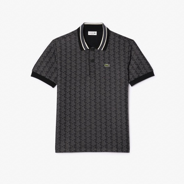  Lacoste Erkek Classic Fit Monogram Siyah Polo