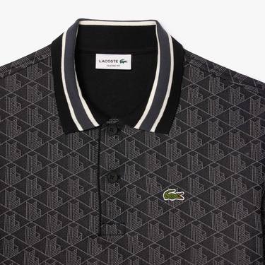  Lacoste Erkek Classic Fit Monogram Siyah Polo
