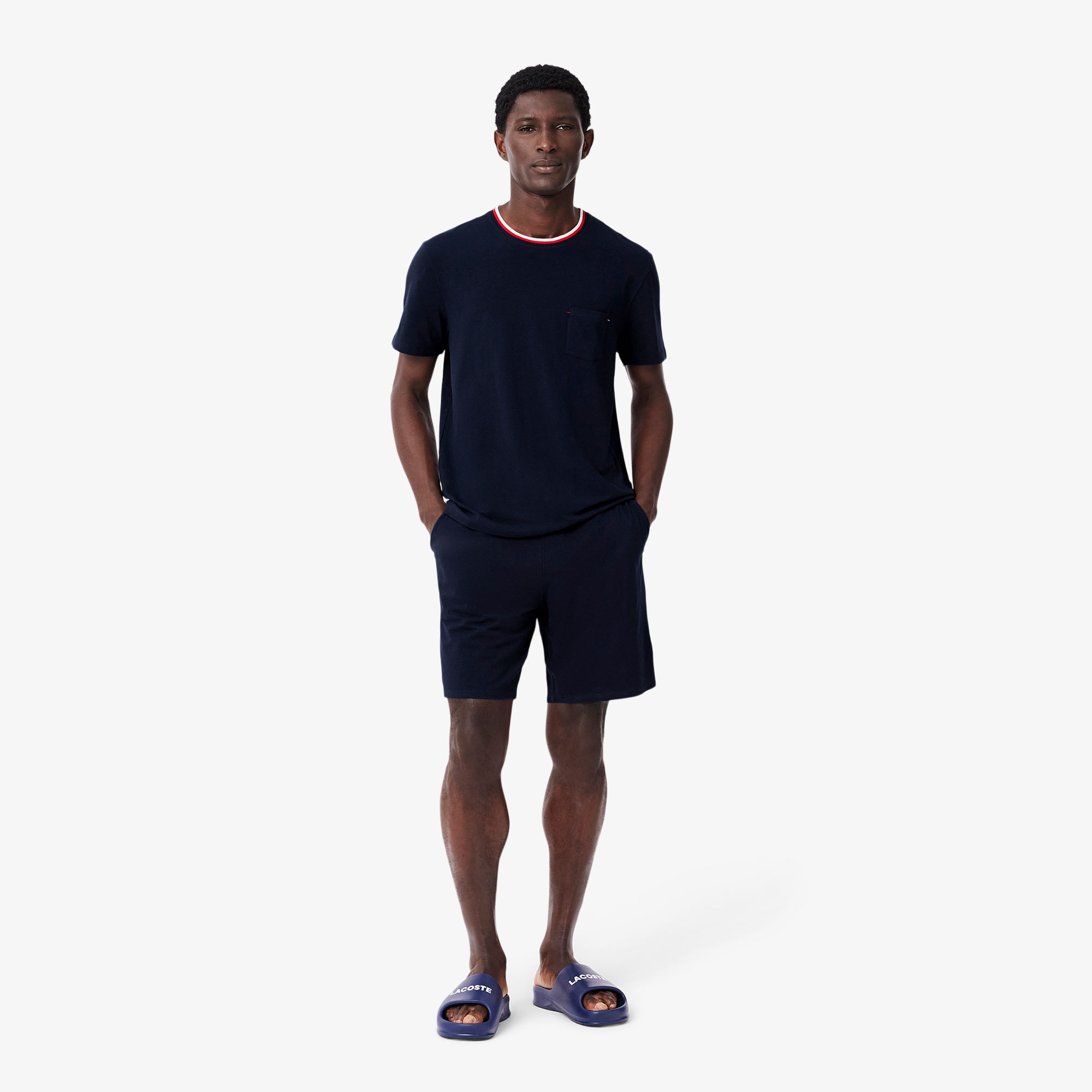 Erkek Relaxed Fit Kısa Kollu Bisiklet Yaka Lacivert Pijama Üstü