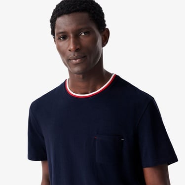  Erkek Relaxed Fit Kısa Kollu Bisiklet Yaka Lacivert Pijama Üstü