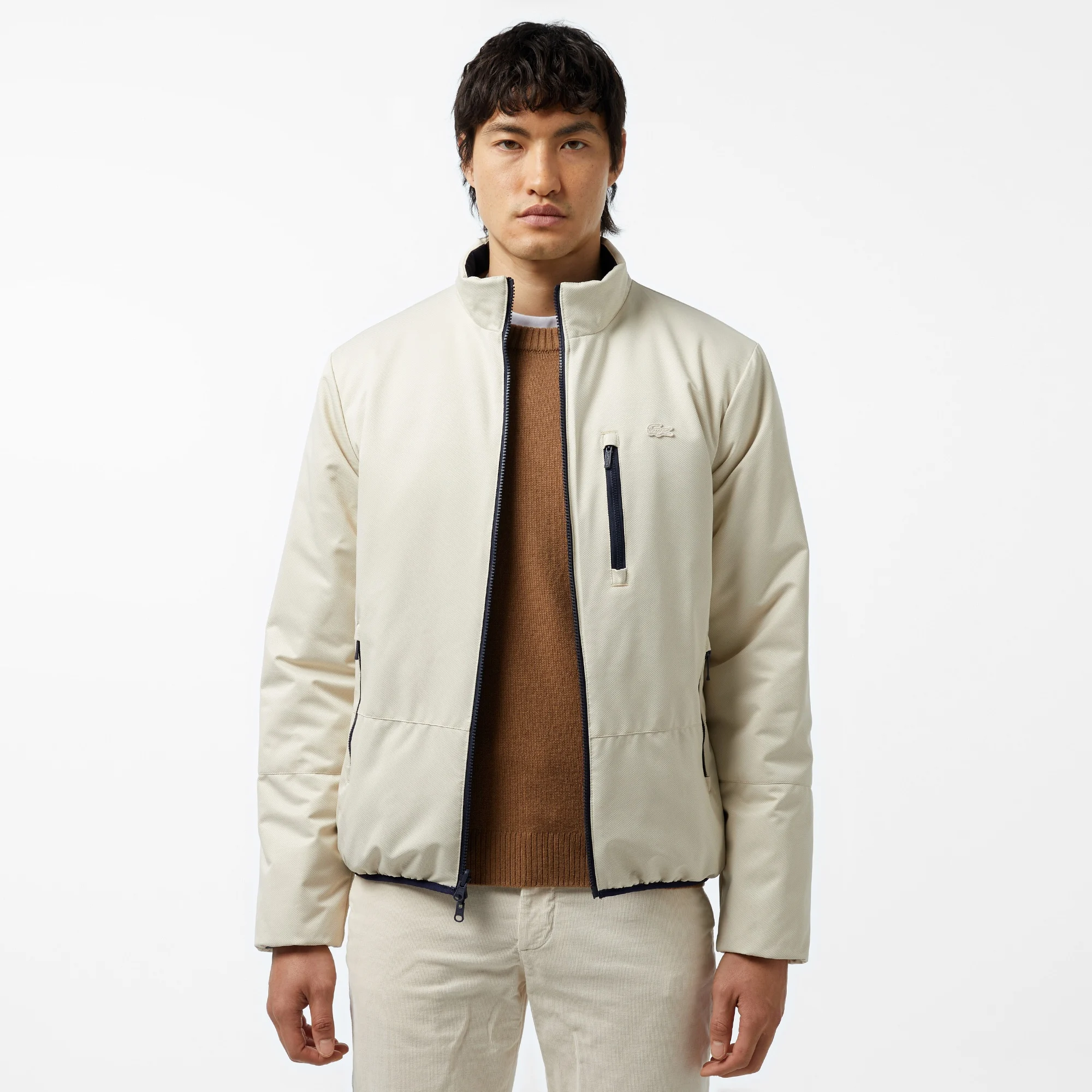 Erkek Regular Fit Dik Yaka Çift Taraflı Lacivert Mont