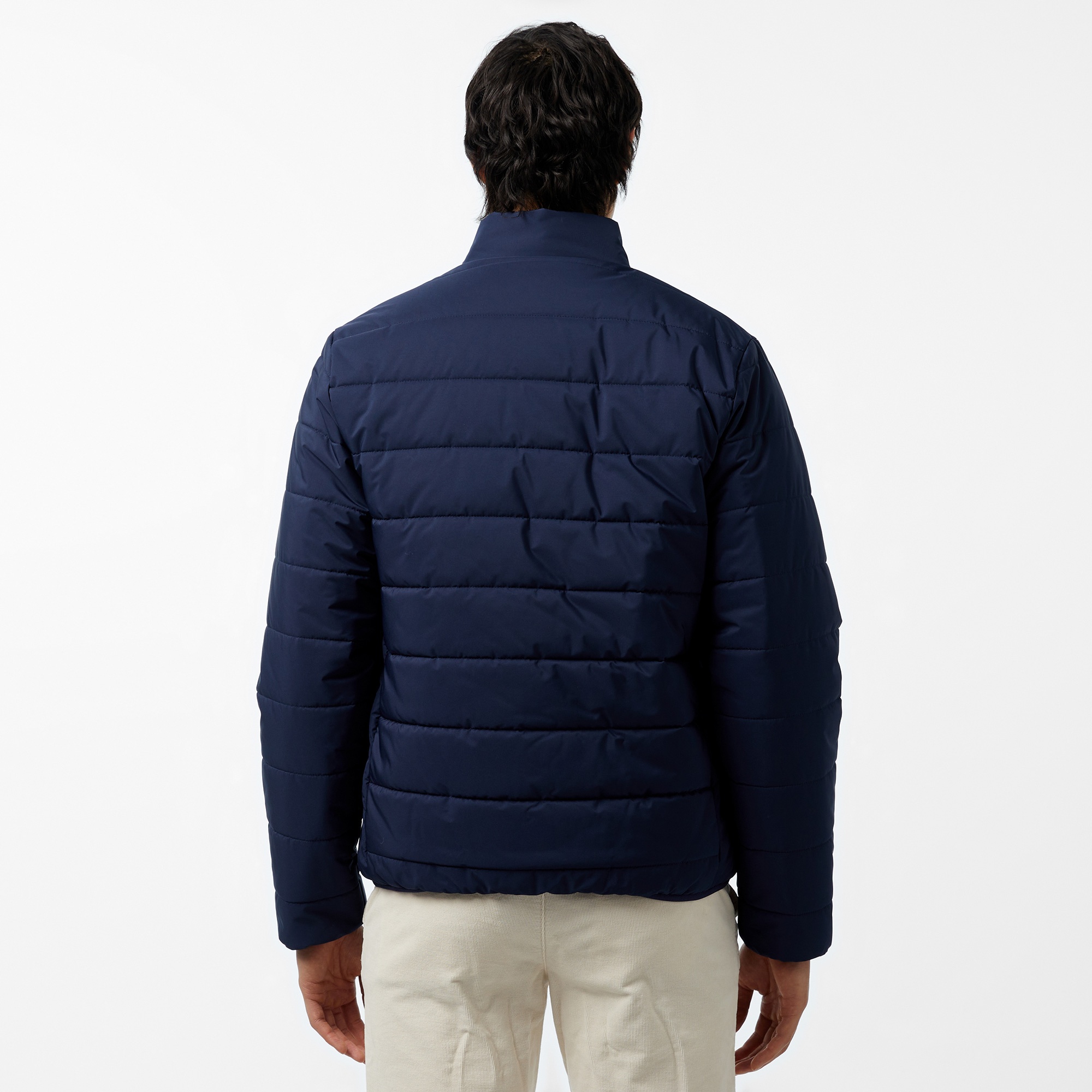 Erkek Regular Fit Dik Yaka Çift Taraflı Lacivert Mont