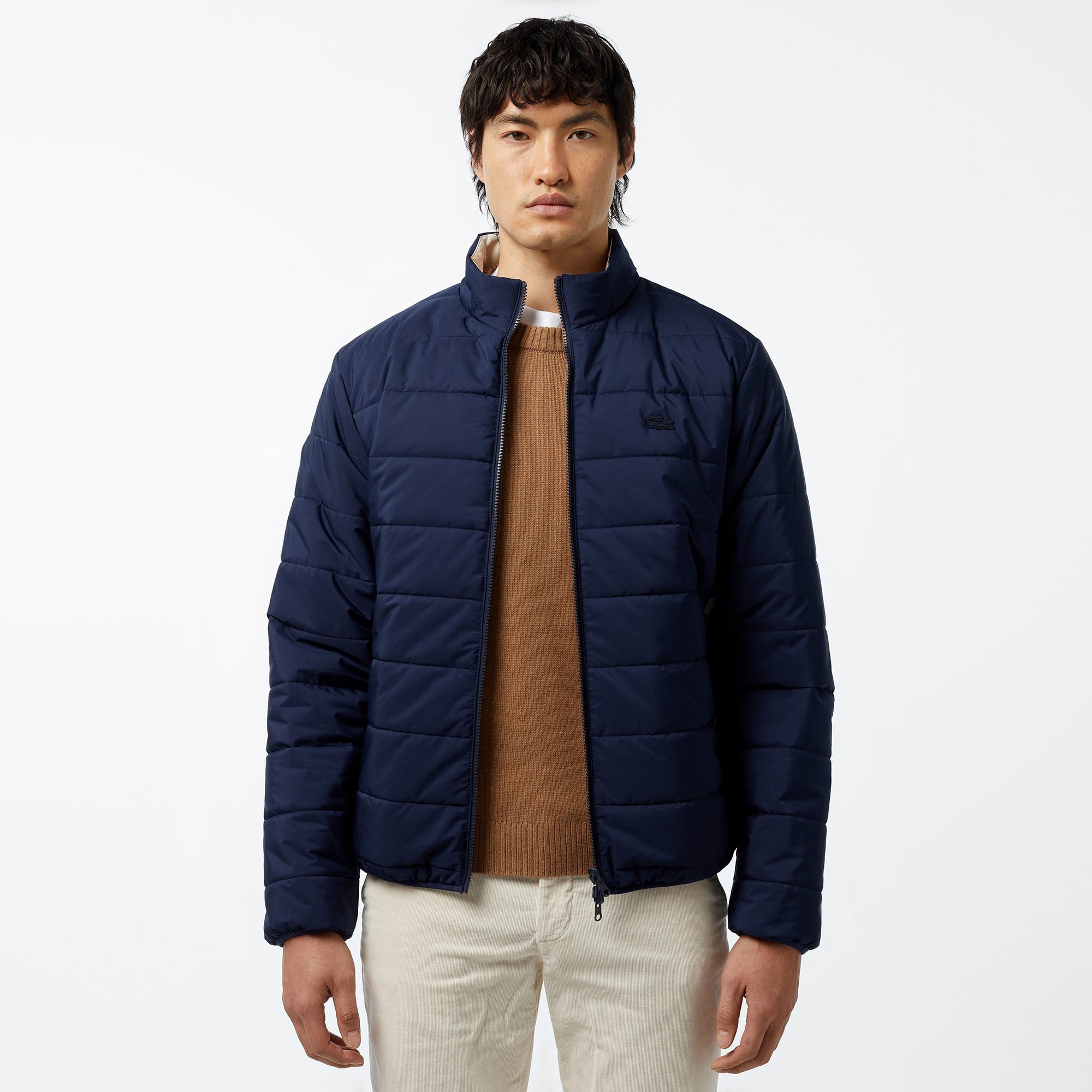 Erkek Regular Fit Dik Yaka Çift Taraflı Lacivert Mont