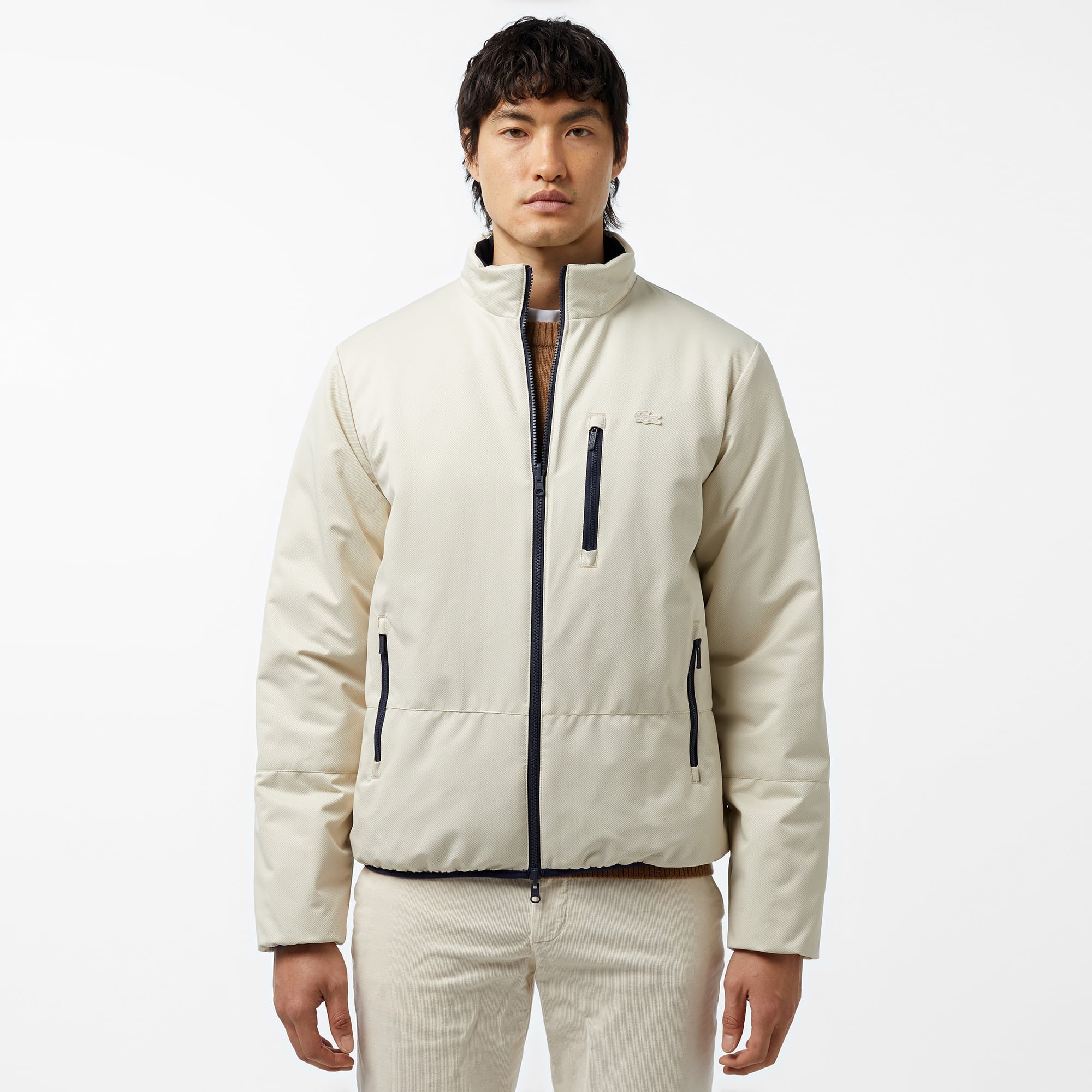 Erkek Regular Fit Dik Yaka Çift Taraflı Lacivert Mont