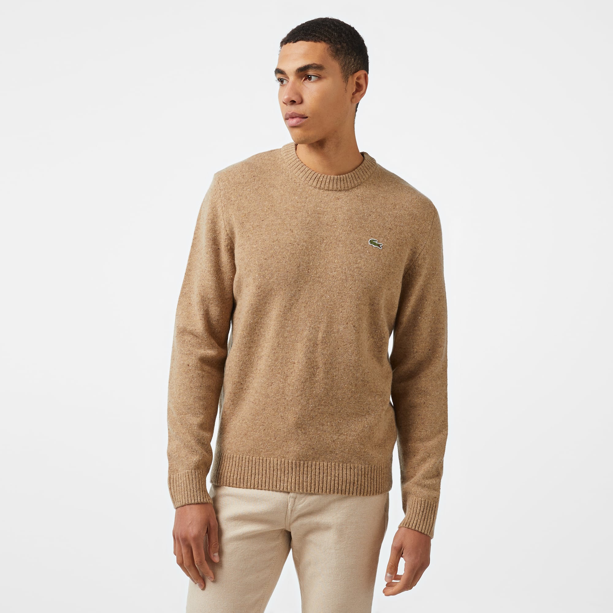  Erkek Regular Fit Bisiklet Yaka Kahverengi Triko