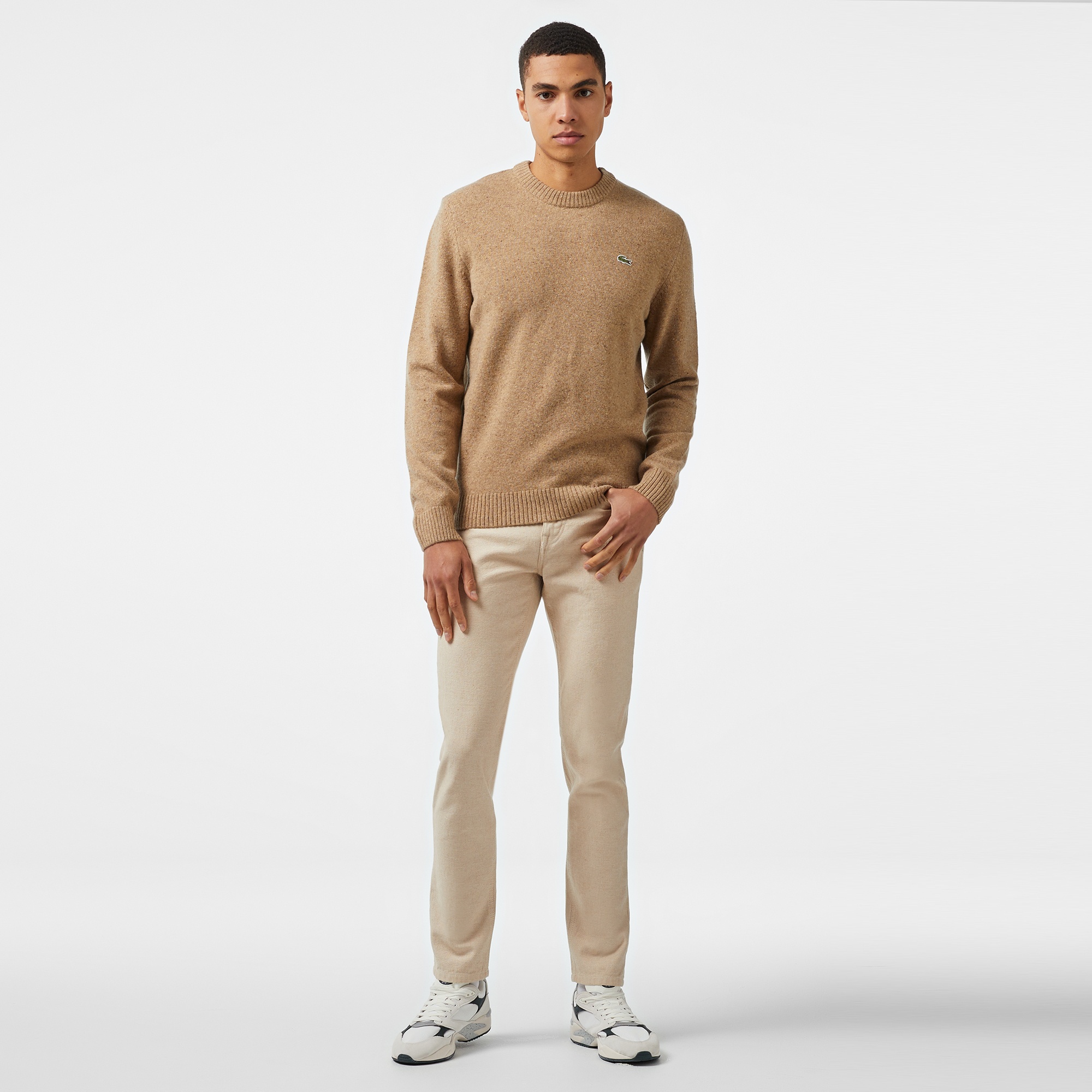 Erkek Regular Fit Bisiklet Yaka Kahverengi Triko