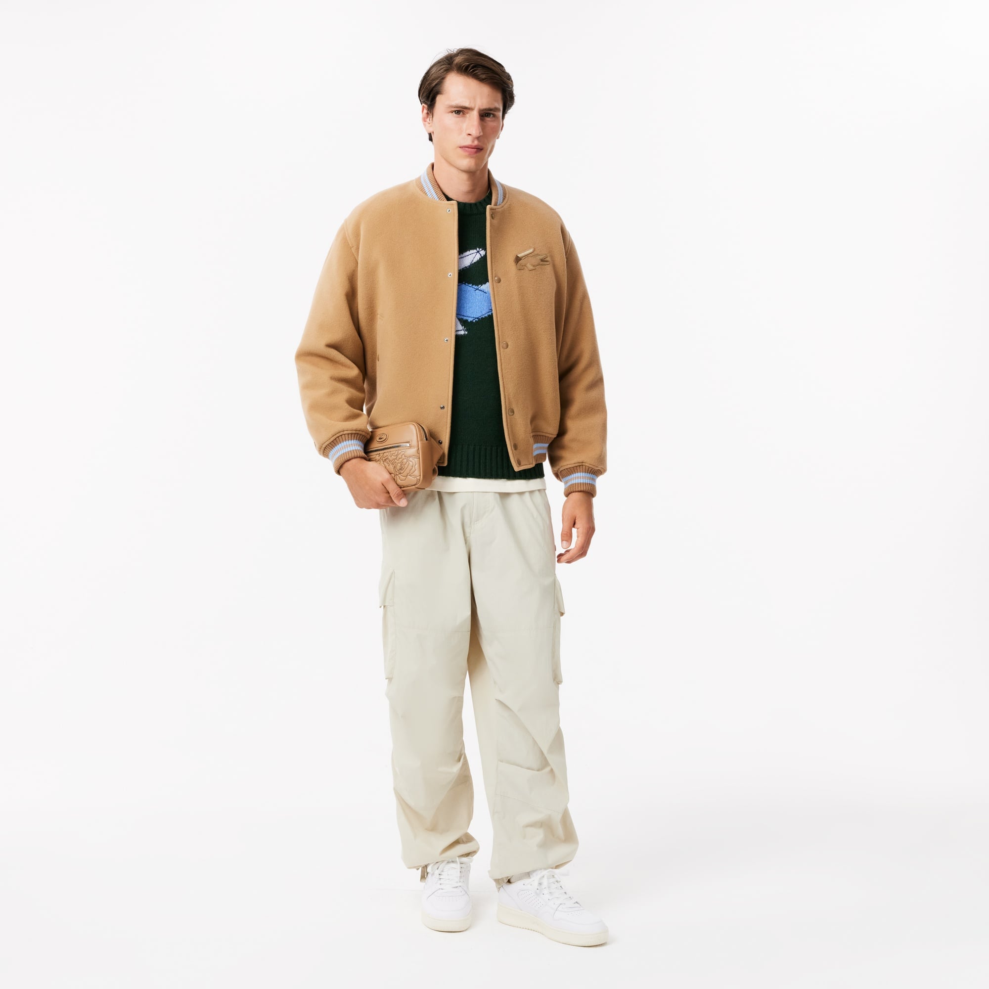 Erkek Classic Fit Bisiklet Yaka Yün Koyu Yeşil Kazak