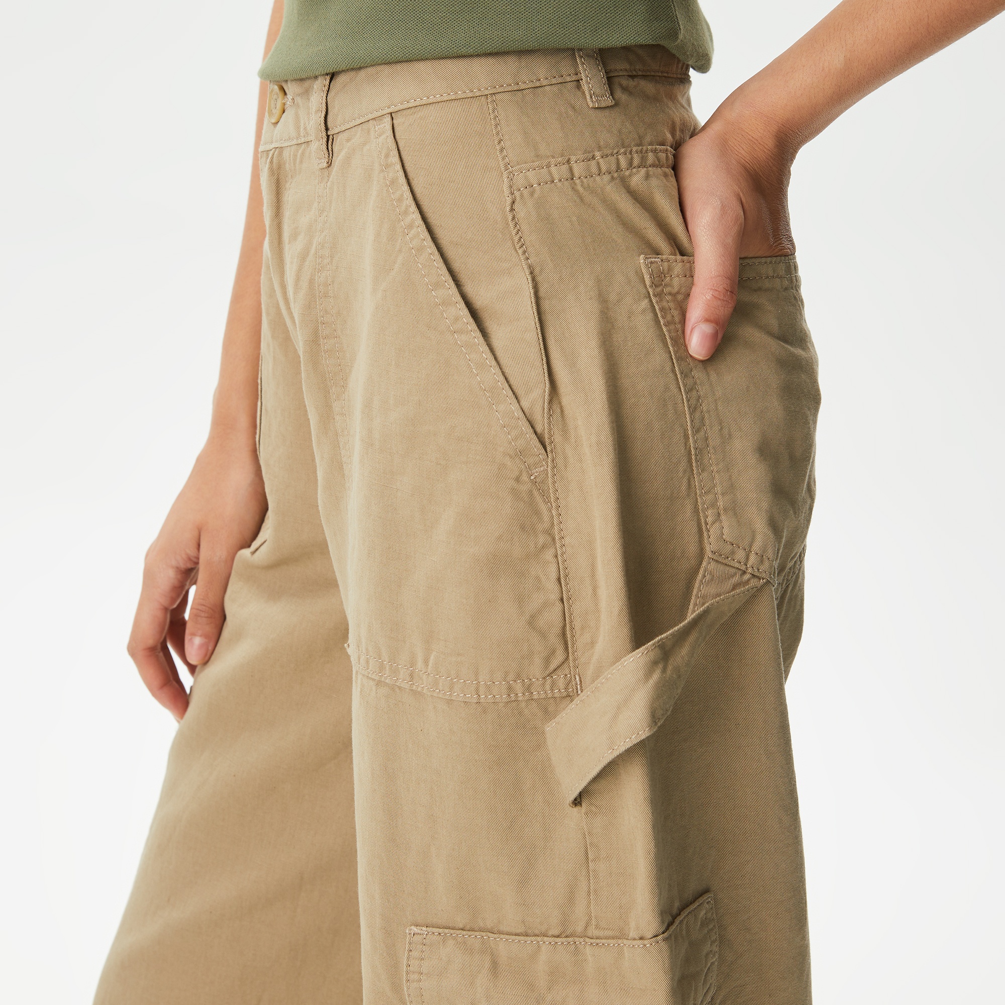 Lacoste Loose Fit Kadın Bej Pantolon