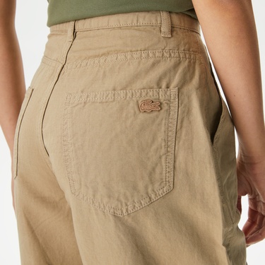  Lacoste Loose Fit Kadın Bej Pantolon