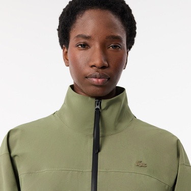  Kadın Oversize Fit Kapüşonlu Haki Trençkot