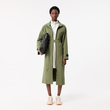  Kadın Oversize Fit Kapüşonlu Haki Trençkot