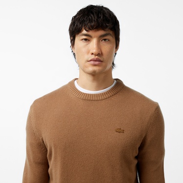  Erkek Regular Fit Bisiklet Yaka Kahverengi Triko